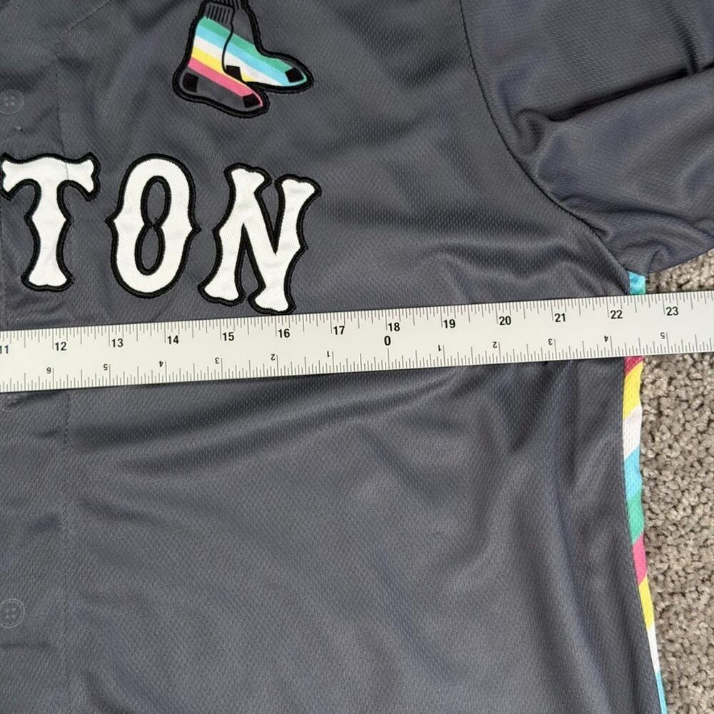 Red Sox Pride Disability Gray Large Jersey Special Ticket Embroidered Hook Loop - Picture 7 of 11